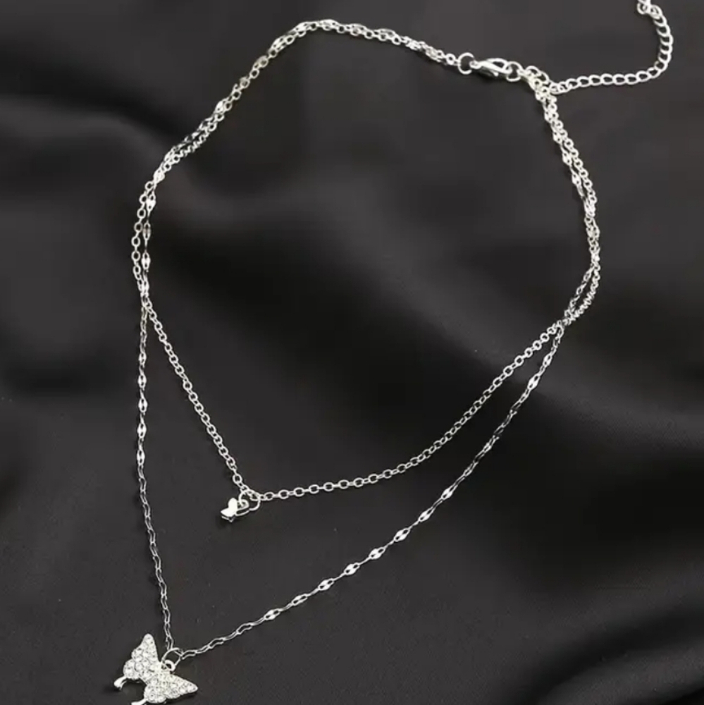 Elegant Silver Butterfly Pendant Necklace